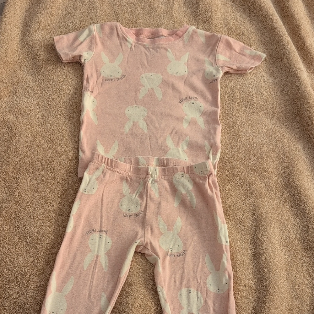 Pink Bunny Print Pajama Set